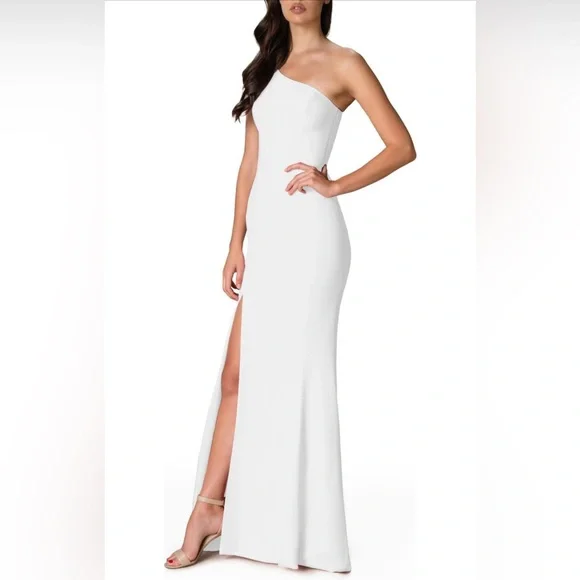 strapless open back dress Dress The Population Amy Gown - White